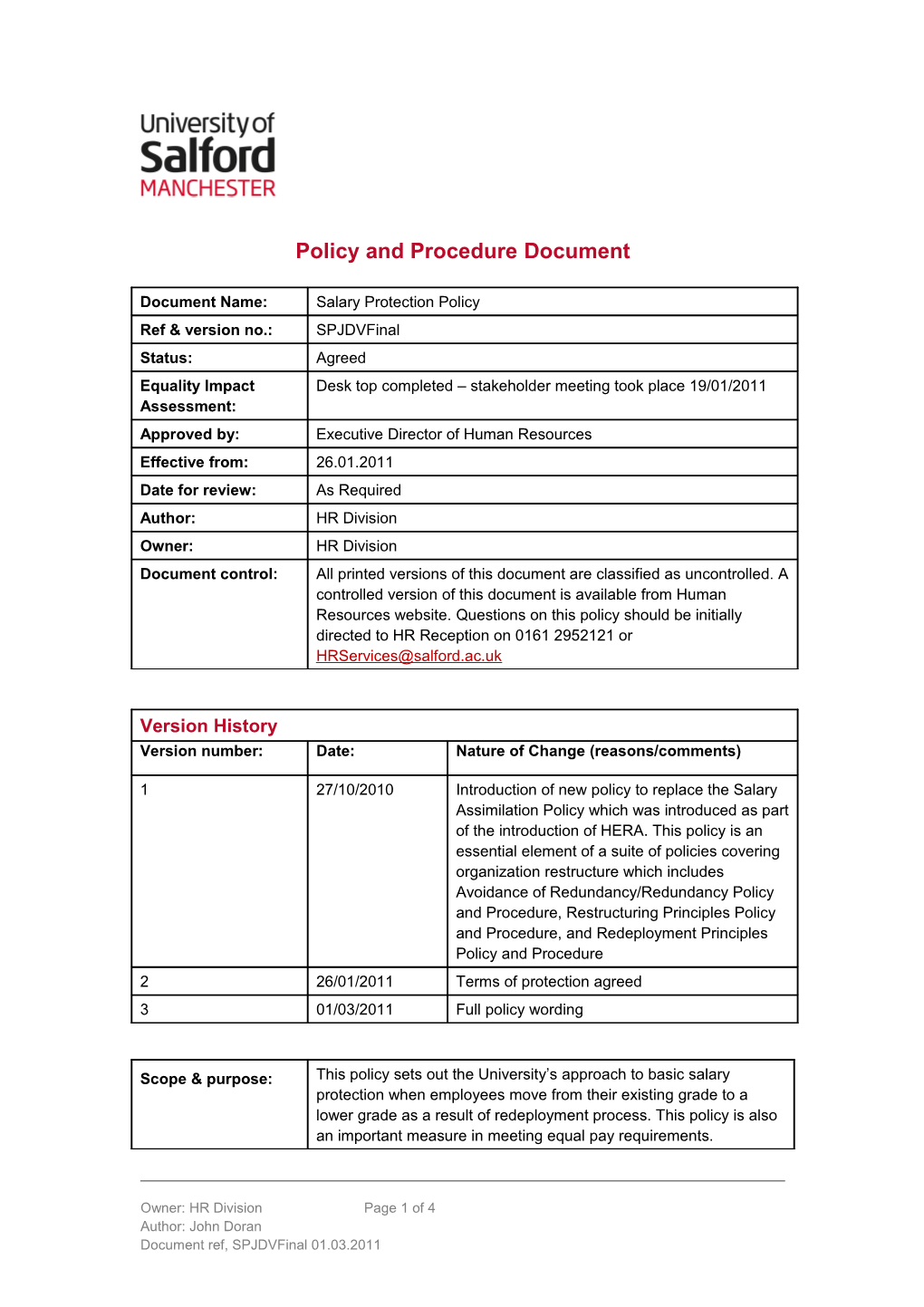 Policy and Procedure Document