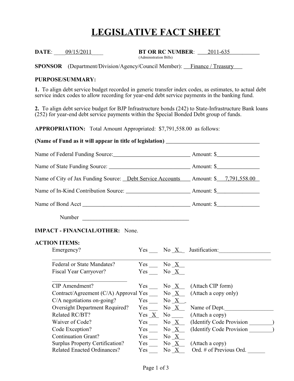 Legislative Fact Sheet