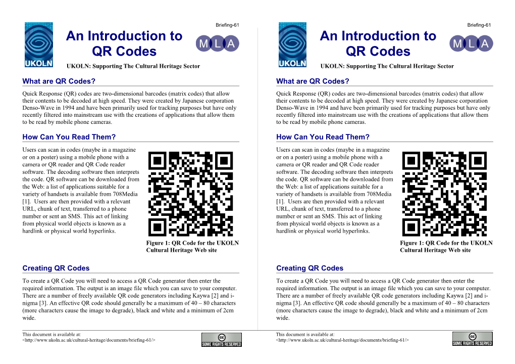 An Introduction to QR Codes