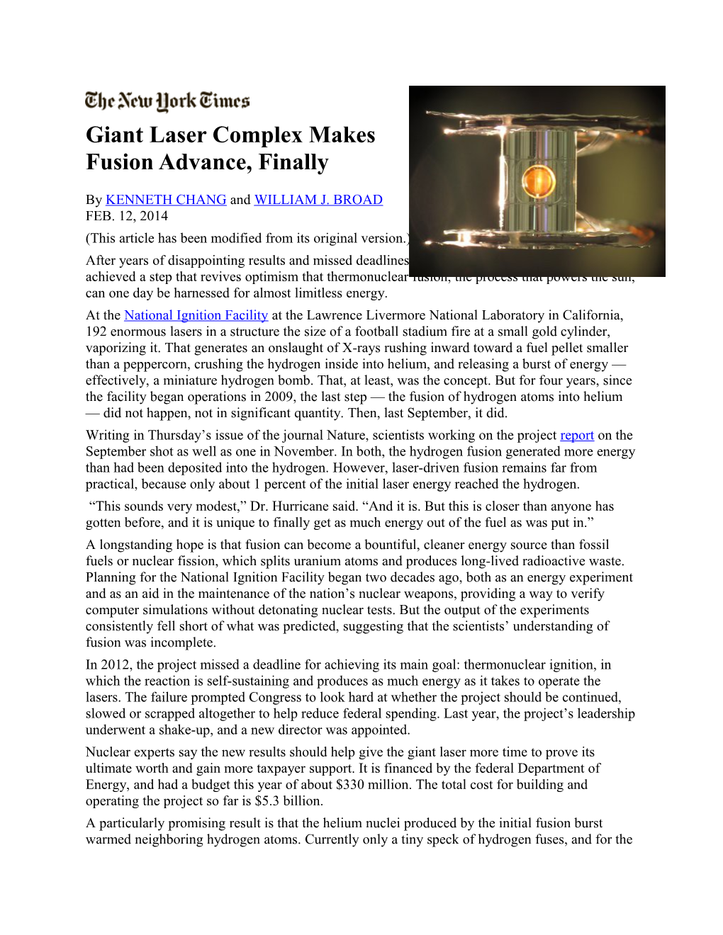 Giant Laser Complex Makes