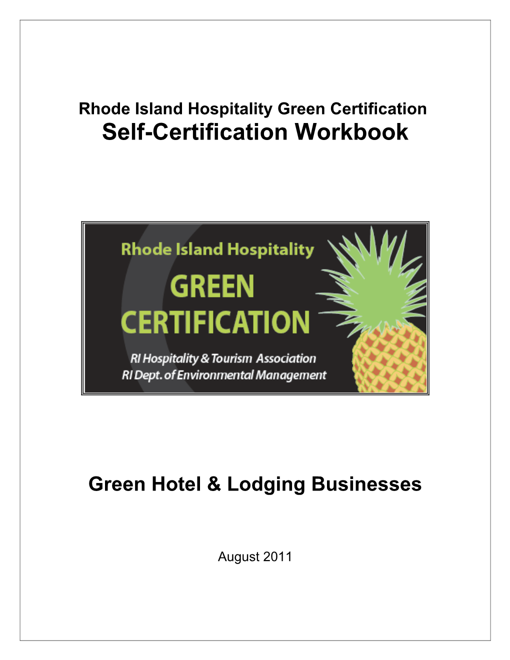 RI Green Hotel & Lodging Certification Workbook