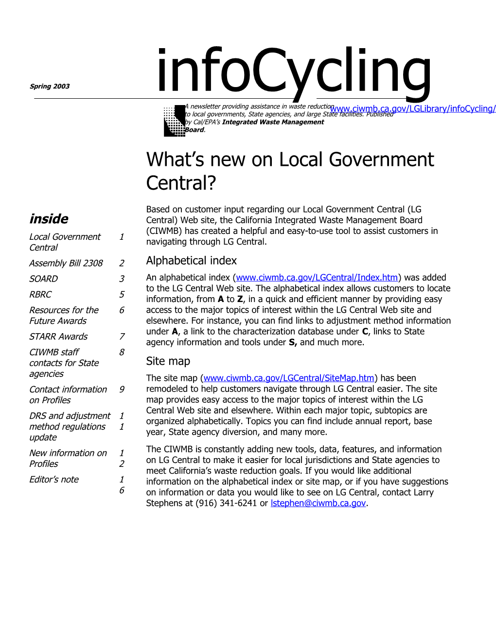 What S New on Local Government Central?