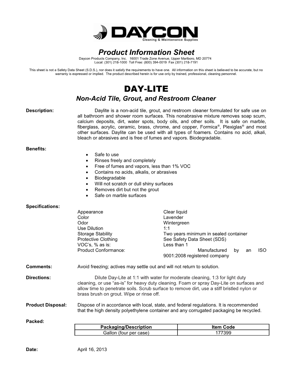 Non-Acid Tile, Grout, and Restroom Cleaner