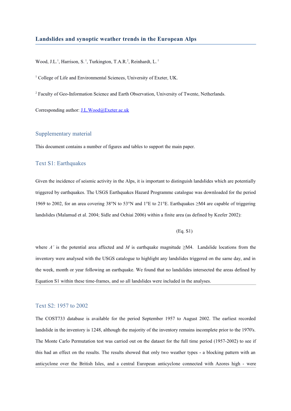 Landslides and Synoptic Weather Trends in the European Alps