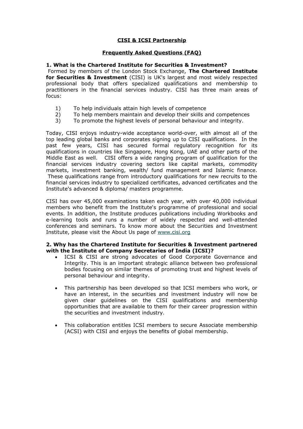 SII & ICSI Partnership