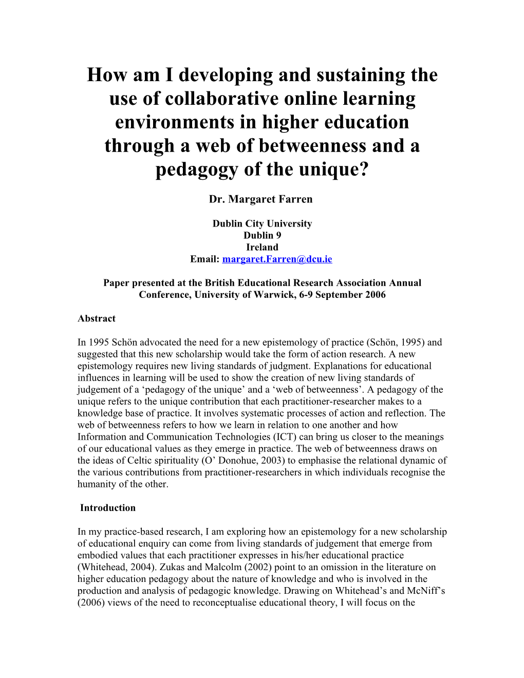 How Am I Developing and Sustaining the Use of Collaborative Online Learning Environments