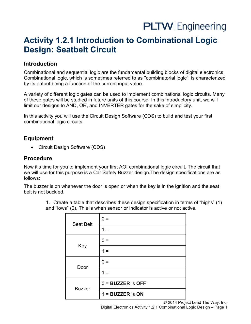 1.2.1.A Combinational Logic Design