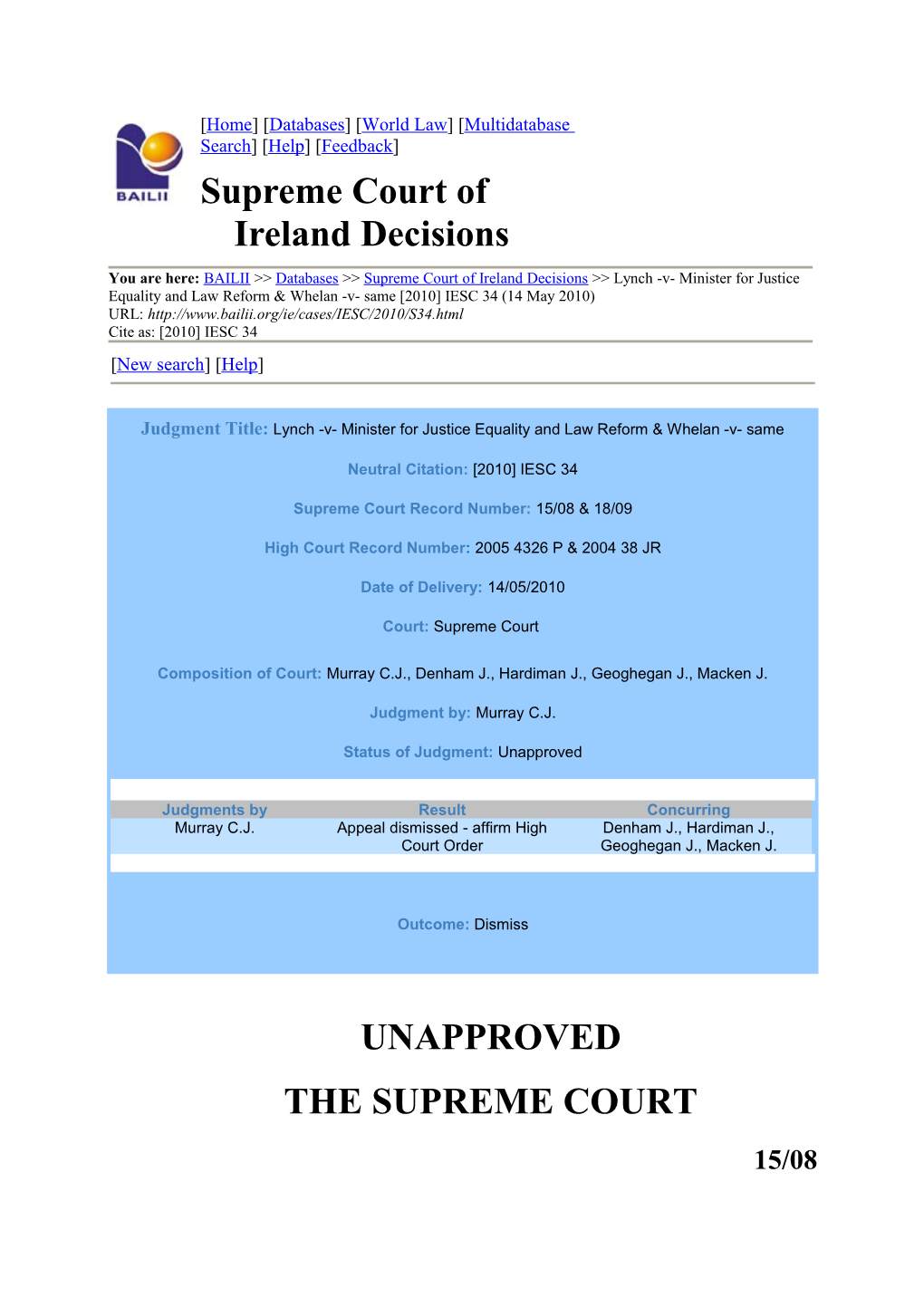 Supreme Court of Ireland Decisions