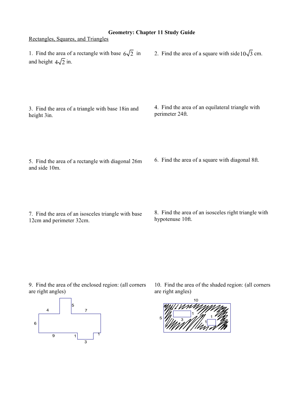 Geometry: Chapter 11 Study Guide