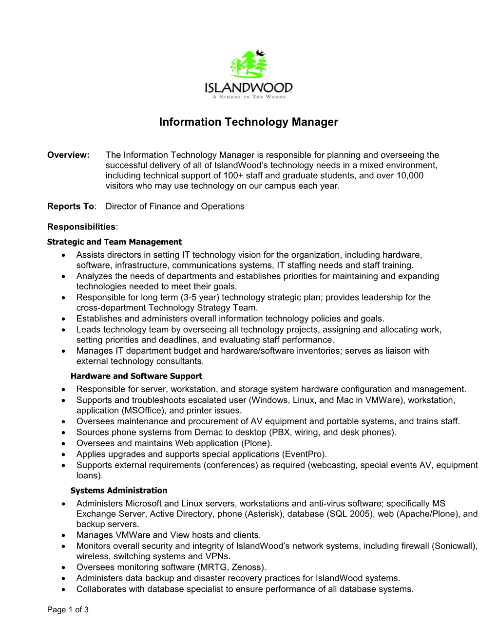 Information Technology Manager