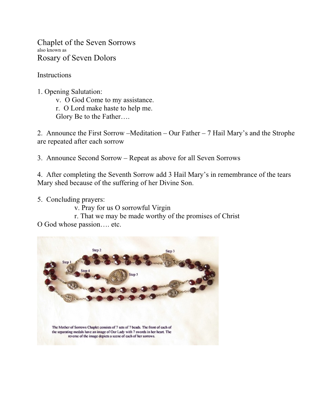 Chaplet of the Seven Sorrows