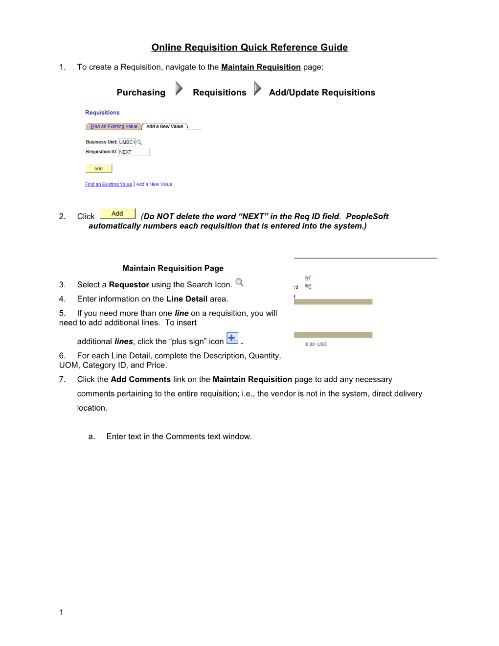 Online Requisition Quick Reference Guide