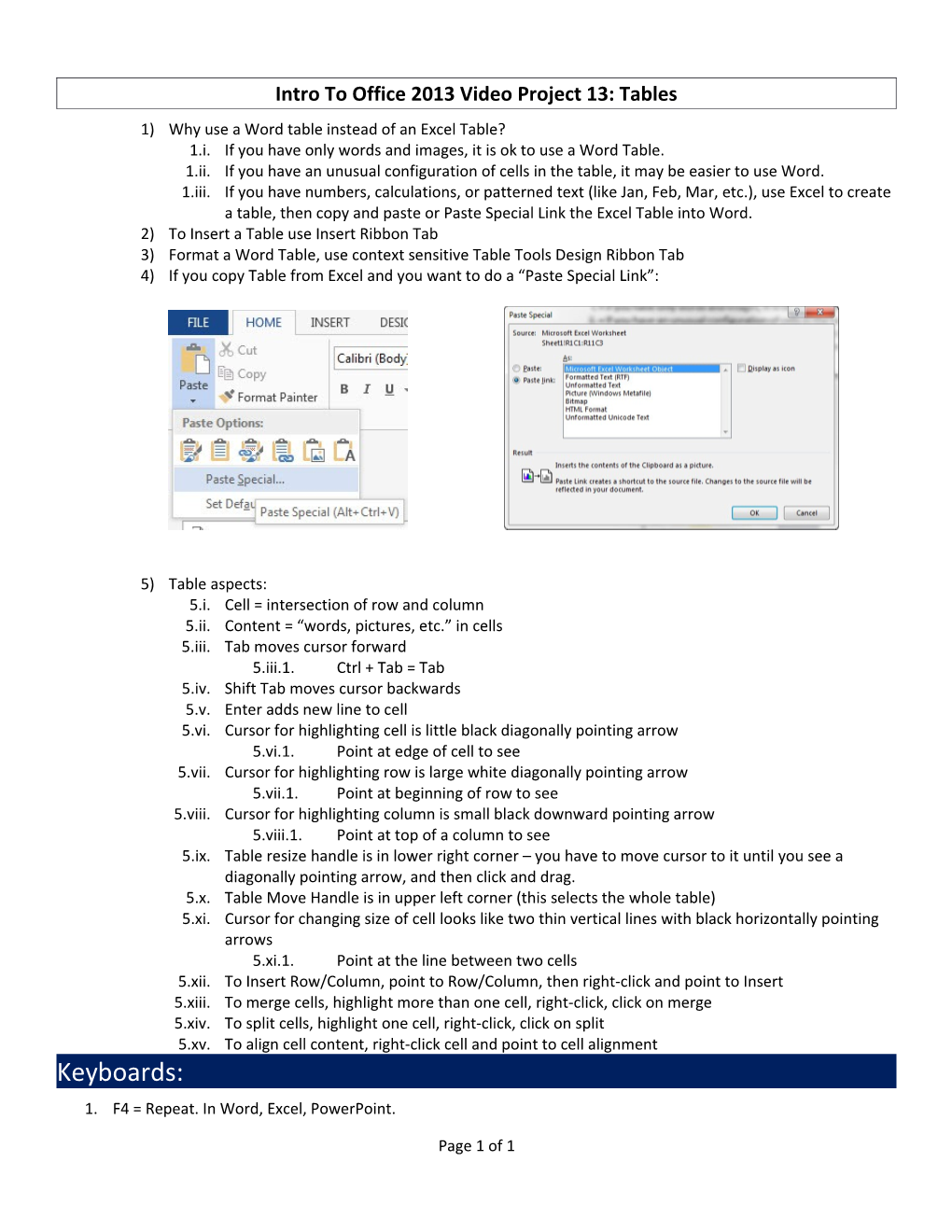 Intro to Office 2013 Video Project 13: Tables
