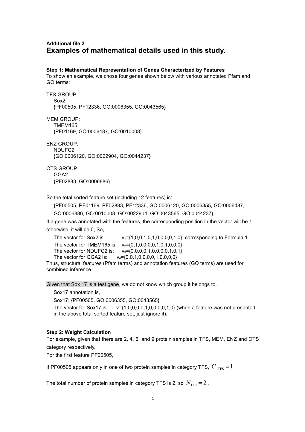 Examples of Mathematical Details Used in This Study