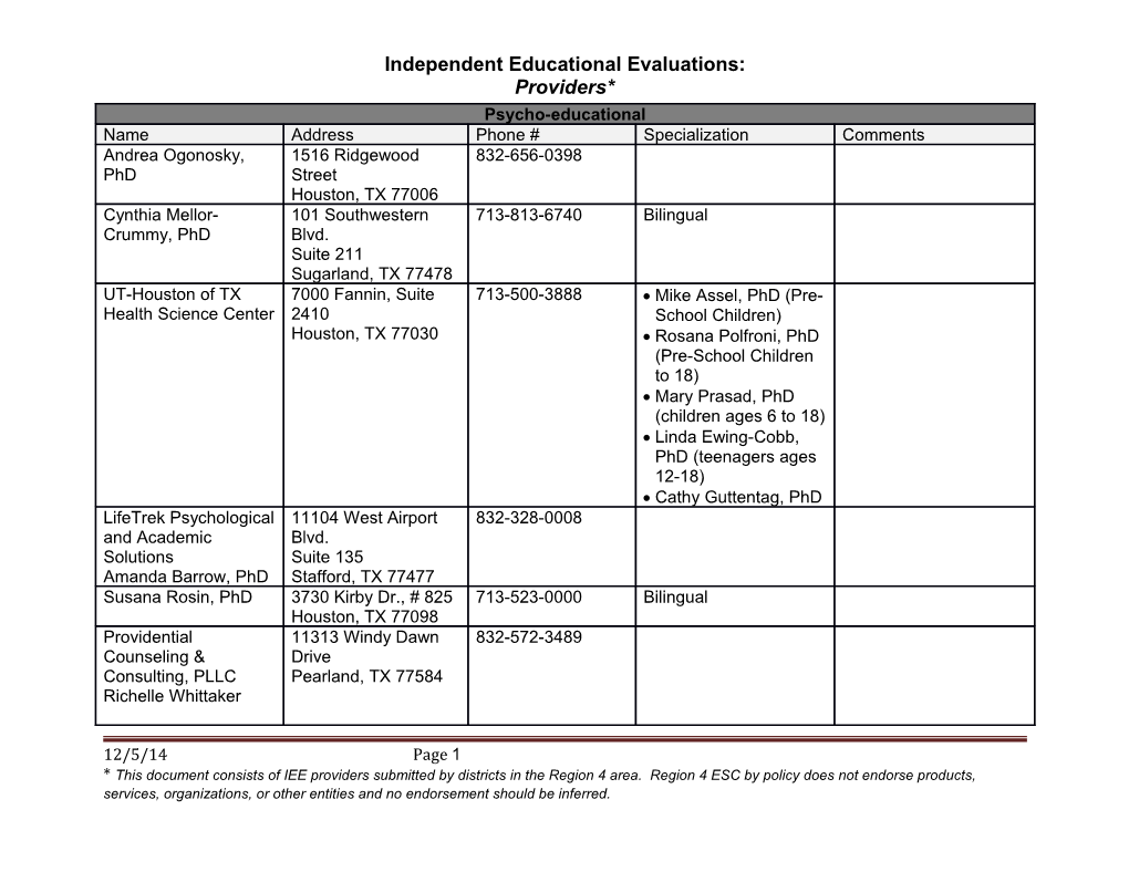 Independent Educational Evaluations