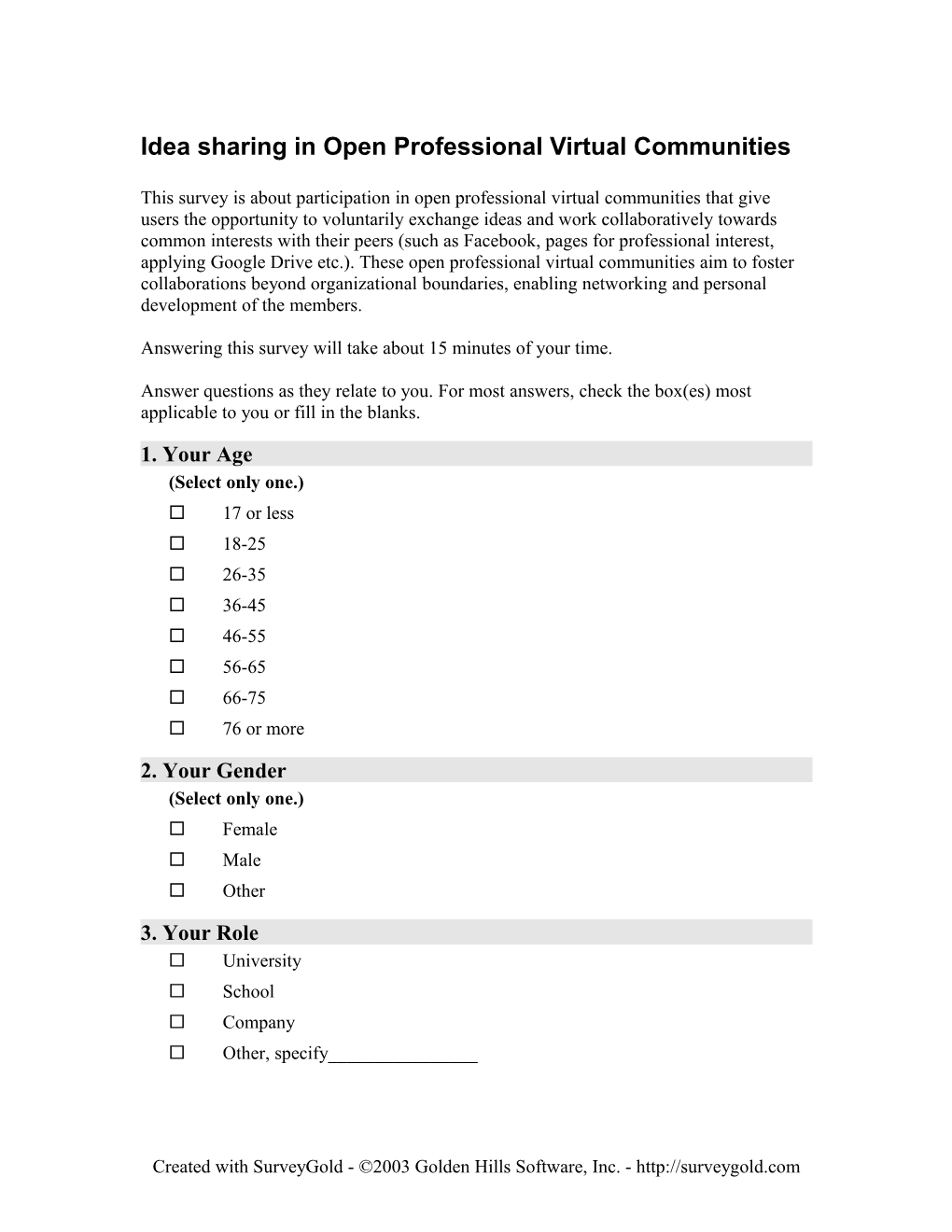 Idea Sharing in Open Professional Virtual Communities
