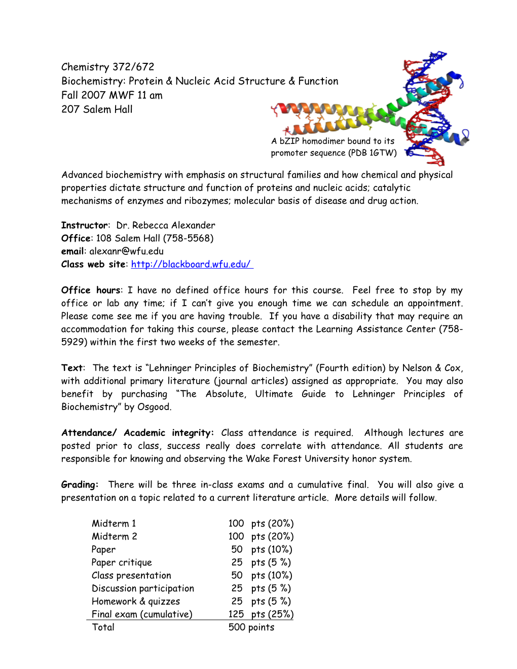 Biochemistry: Protein & Nucleic Acid Structure & Function