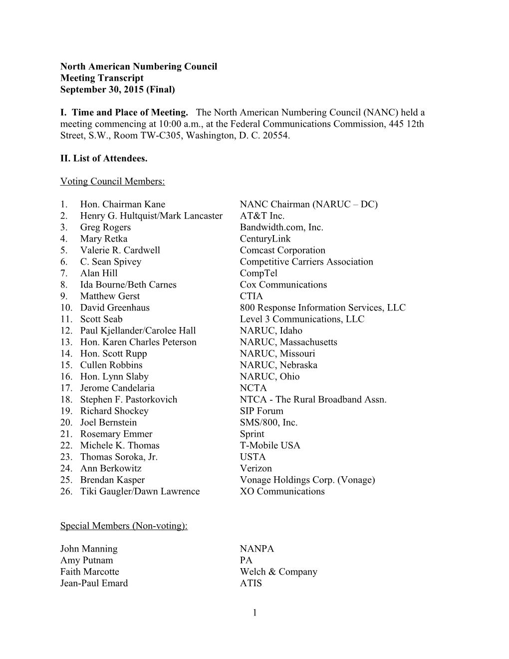 North American Numbering Council