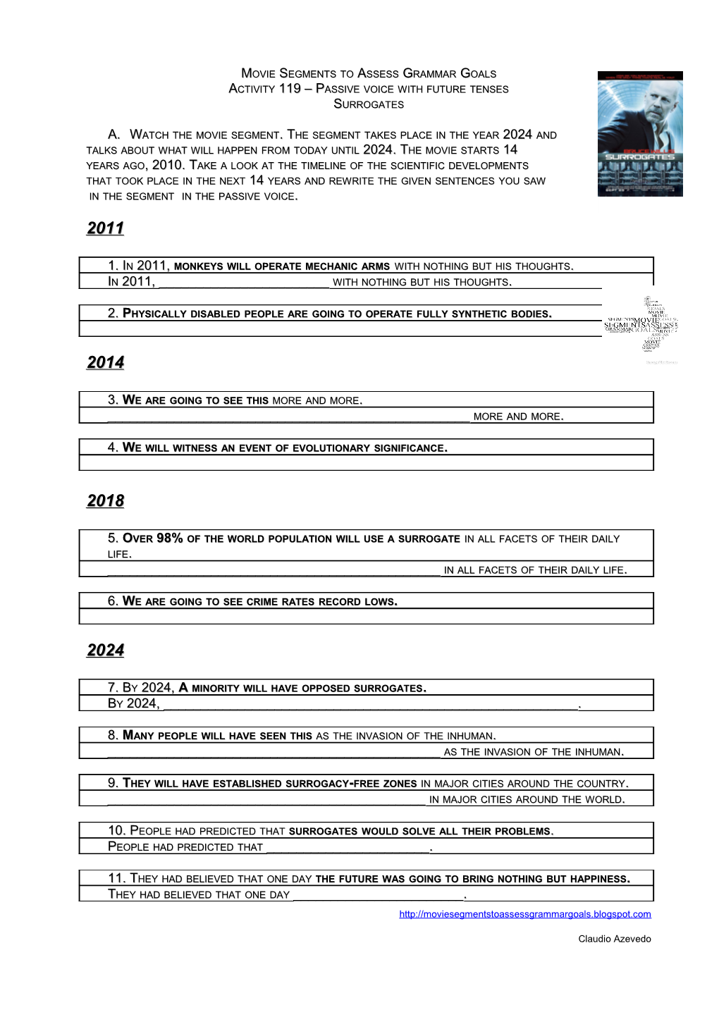 Activity 119 Passive Voice with Future Tenses