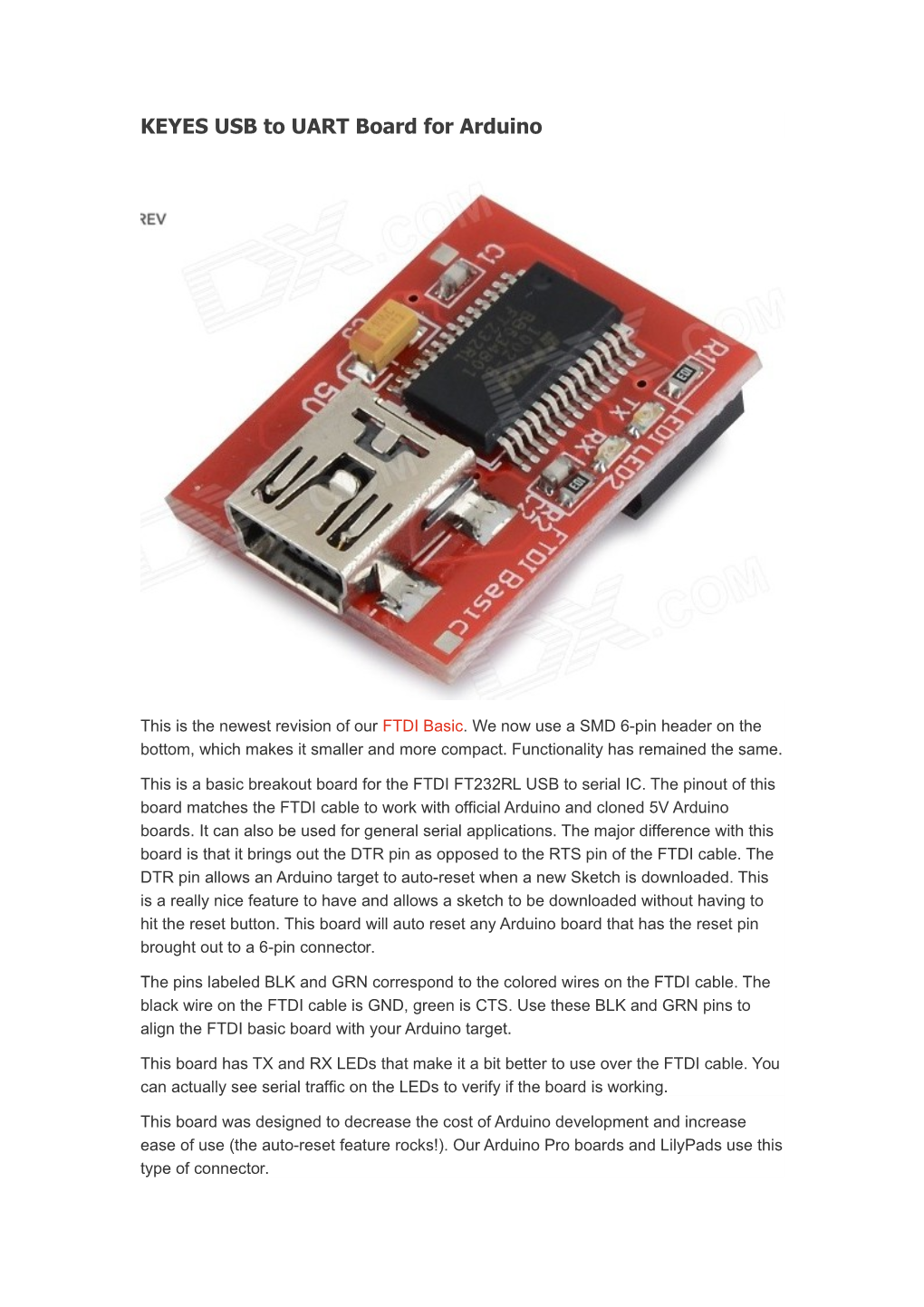 KEYES USB to UART Board for Arduino