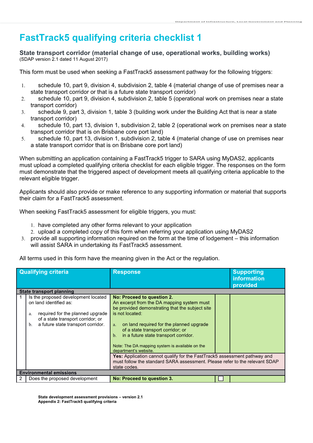 Fasttrack5 Qualifying Criteria Checklist 1