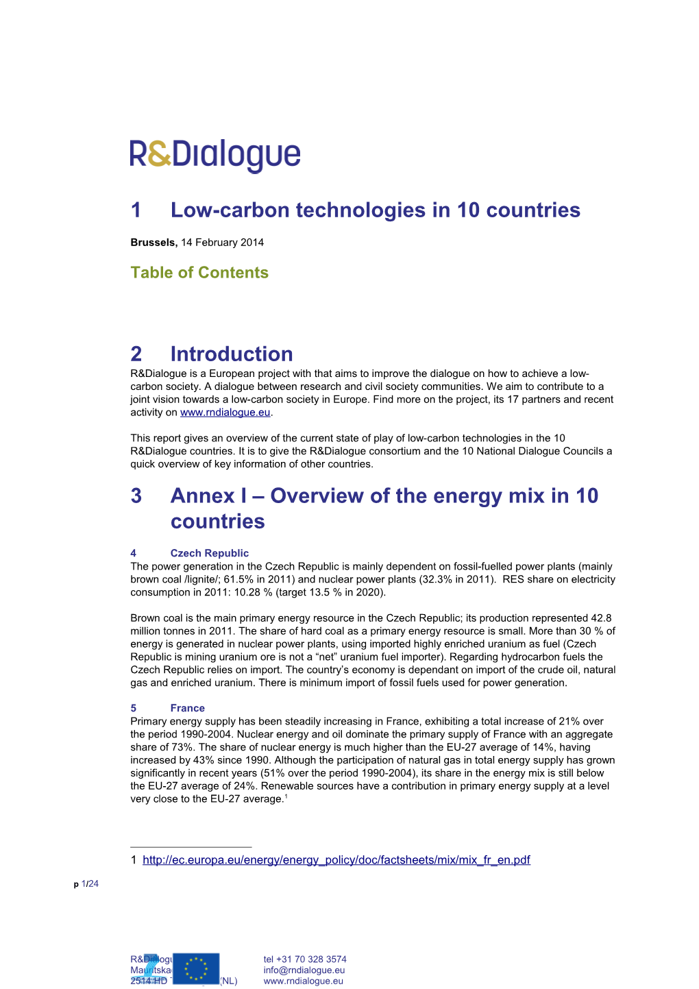 Low-Carbon Technologies in 10 Countries