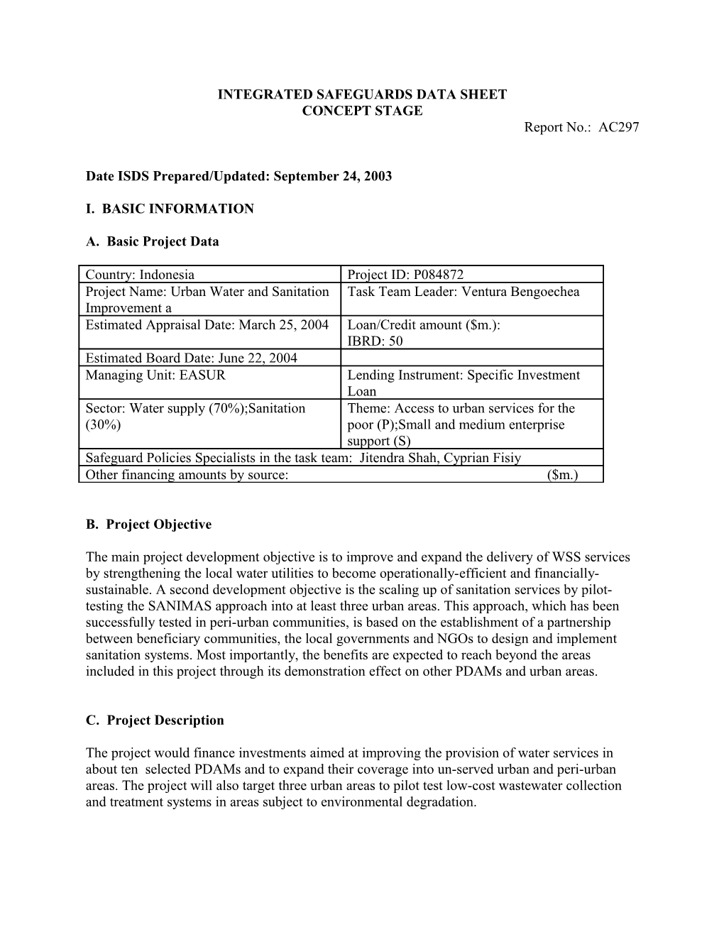 Integrated Safeguards Data Sheet s5