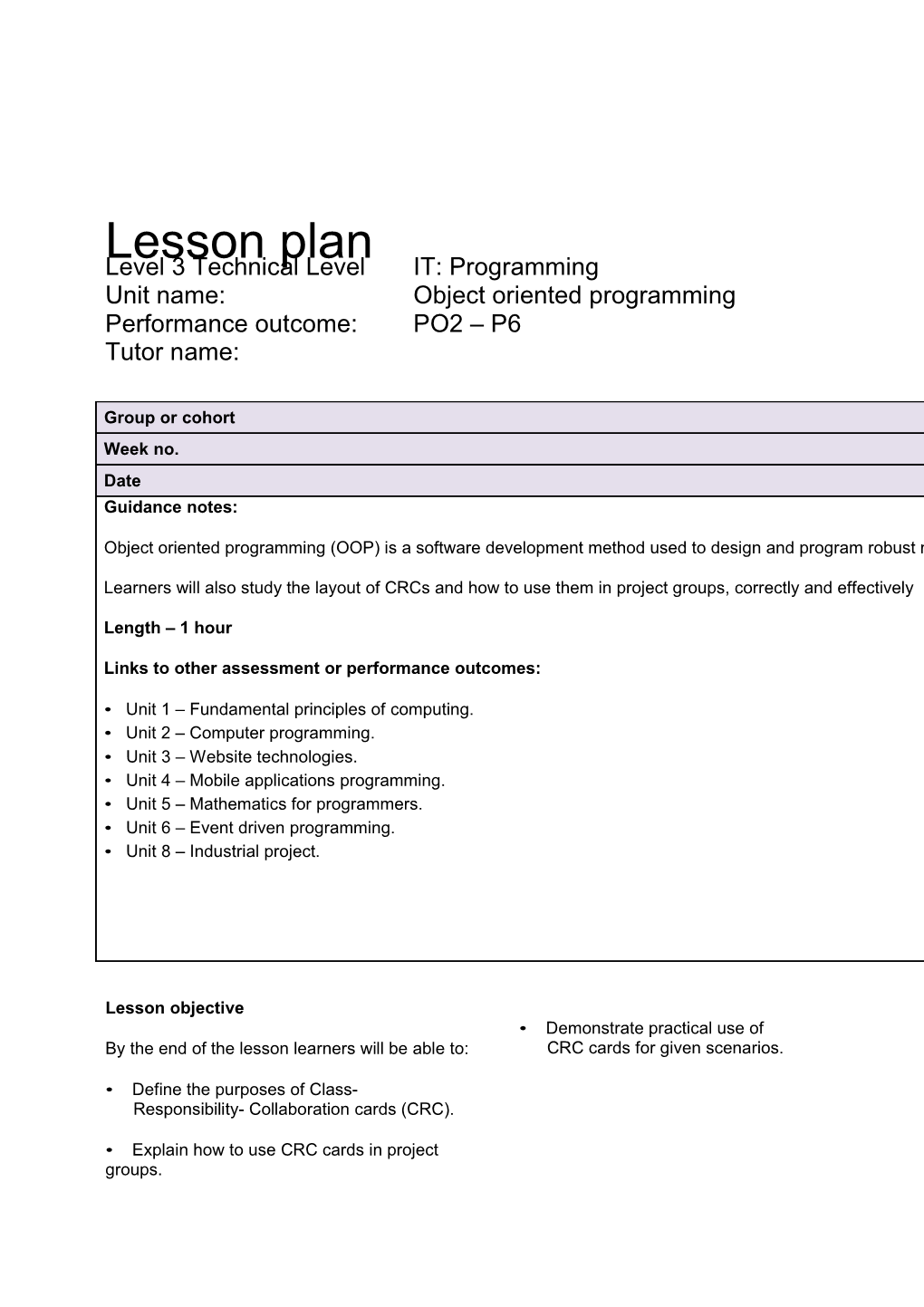 Level 3 Technical Level IT: Programming