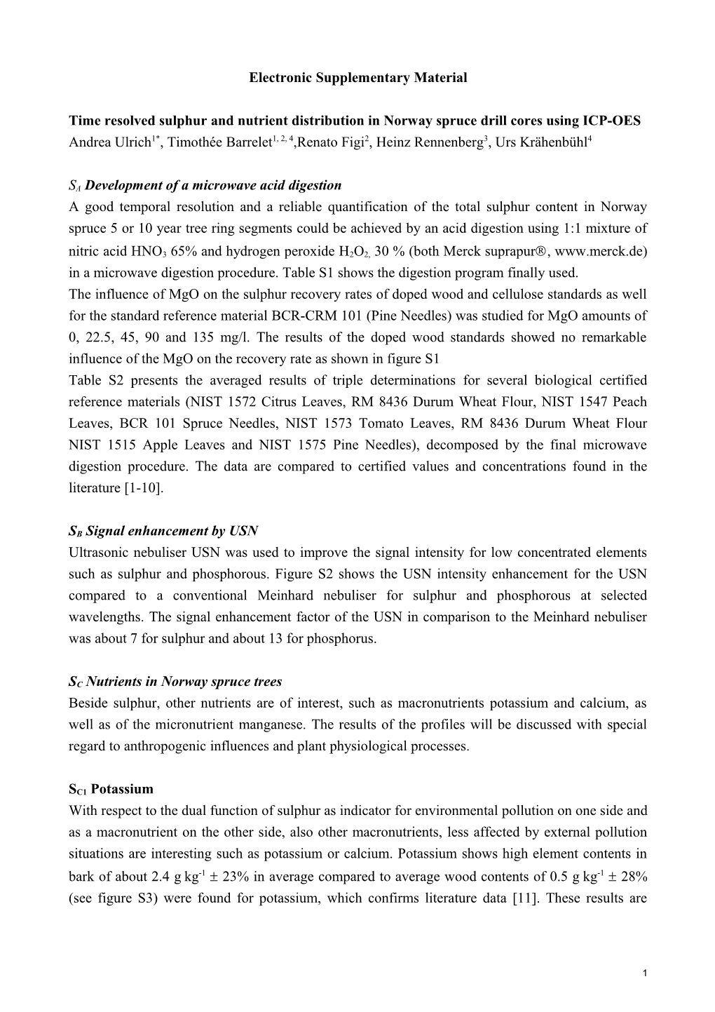 Supplementary Information to the Article MCA-D-08-00062