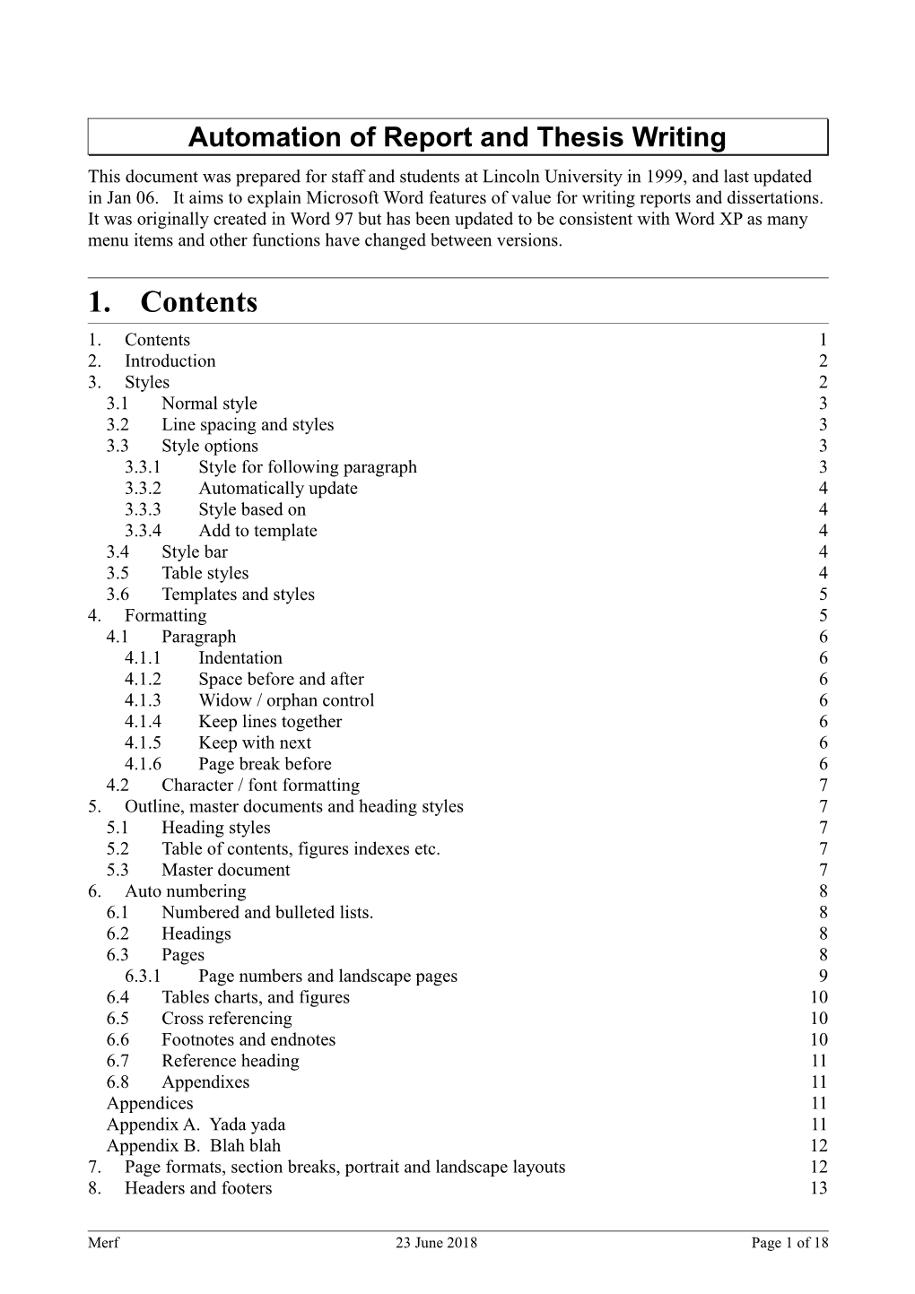 Automation of Report and Thesis Writing