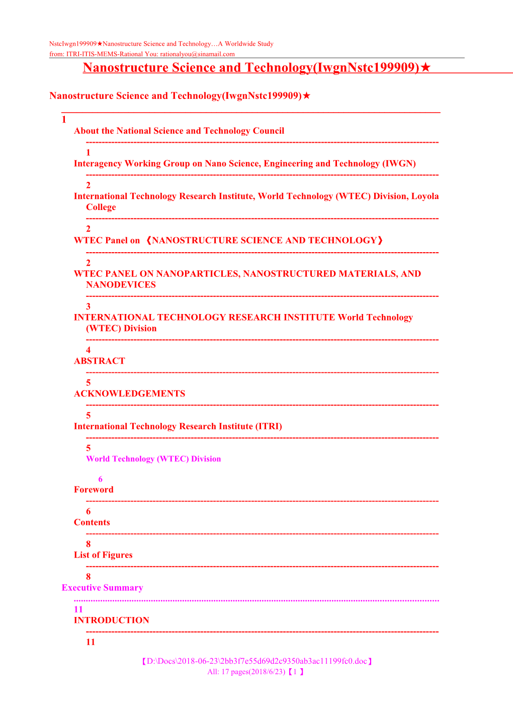 Nstciwgn199909 Nanostructure Science and Technology a Worldwide Study