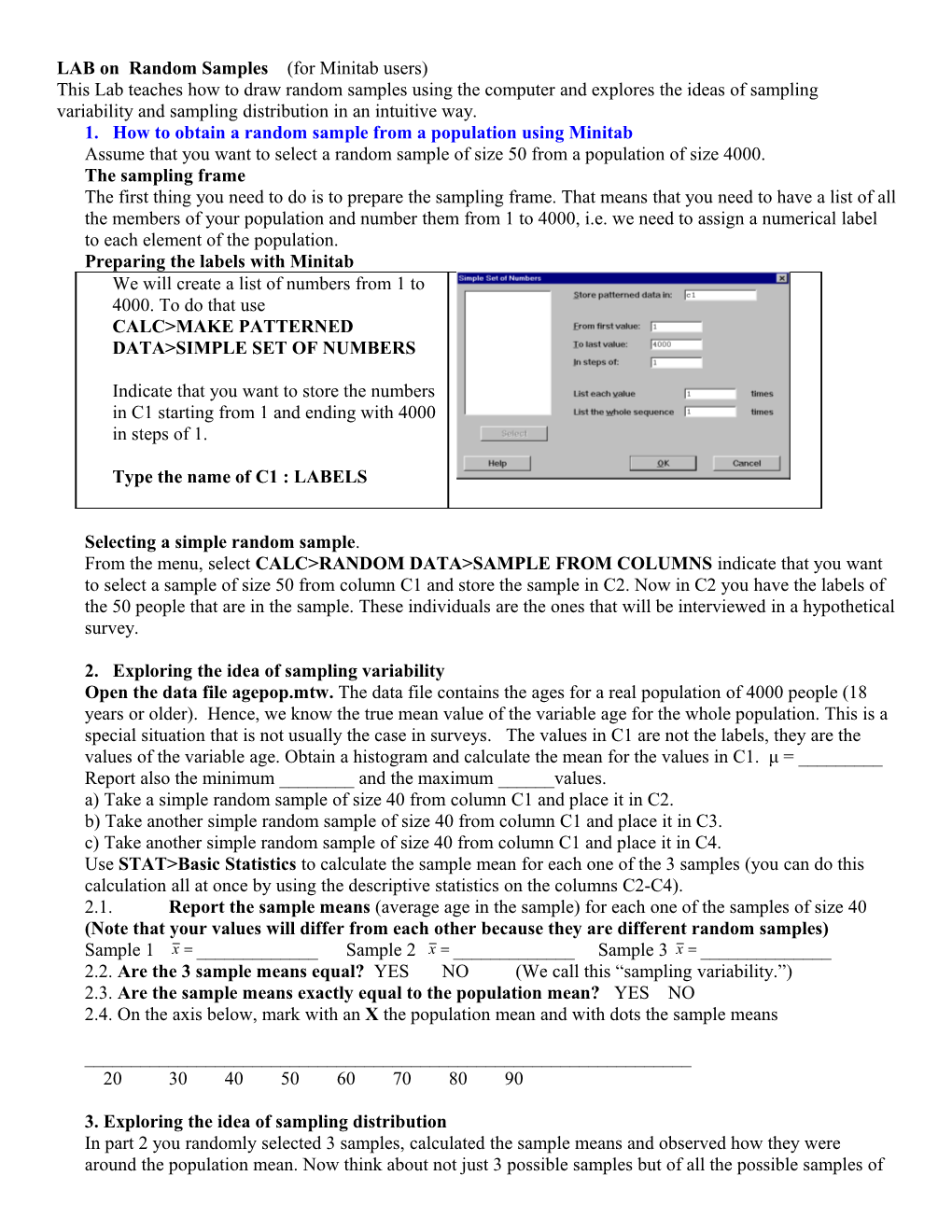 LAB on Random Samples (For Minitab Users)