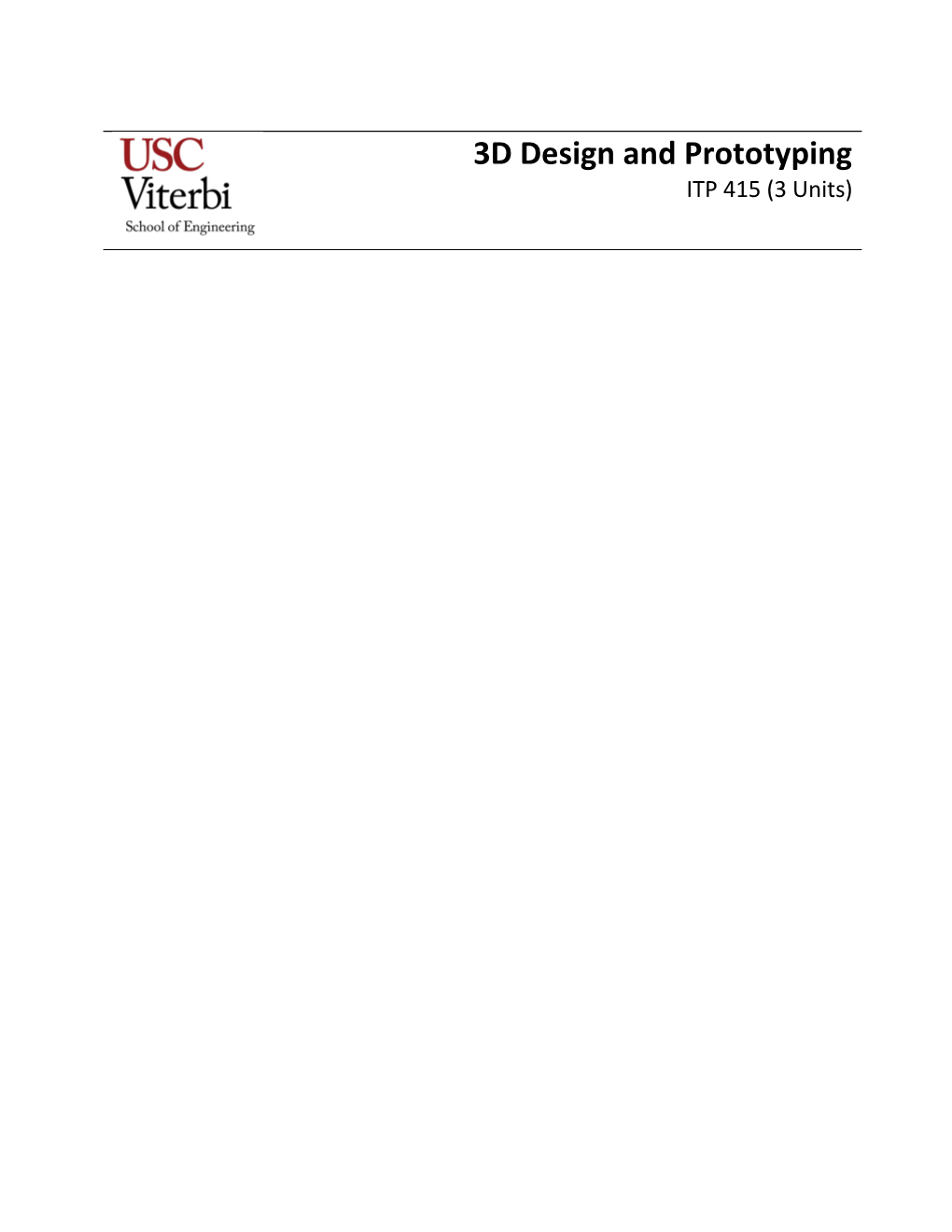 3D Design and Prototyping