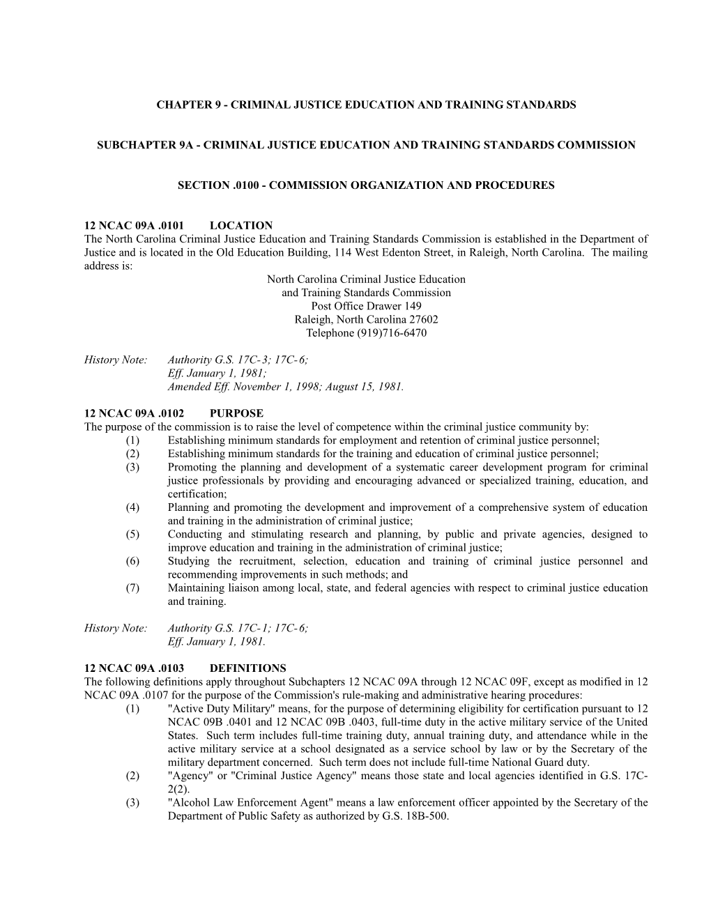 Chapter 9 Criminal Justice Education and Training Standards