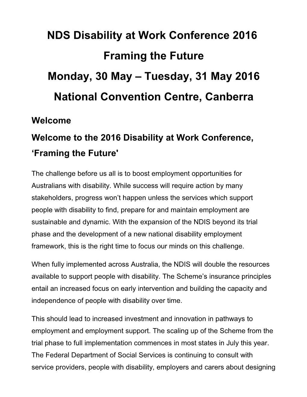 NDS Disability at Work Conference 2016