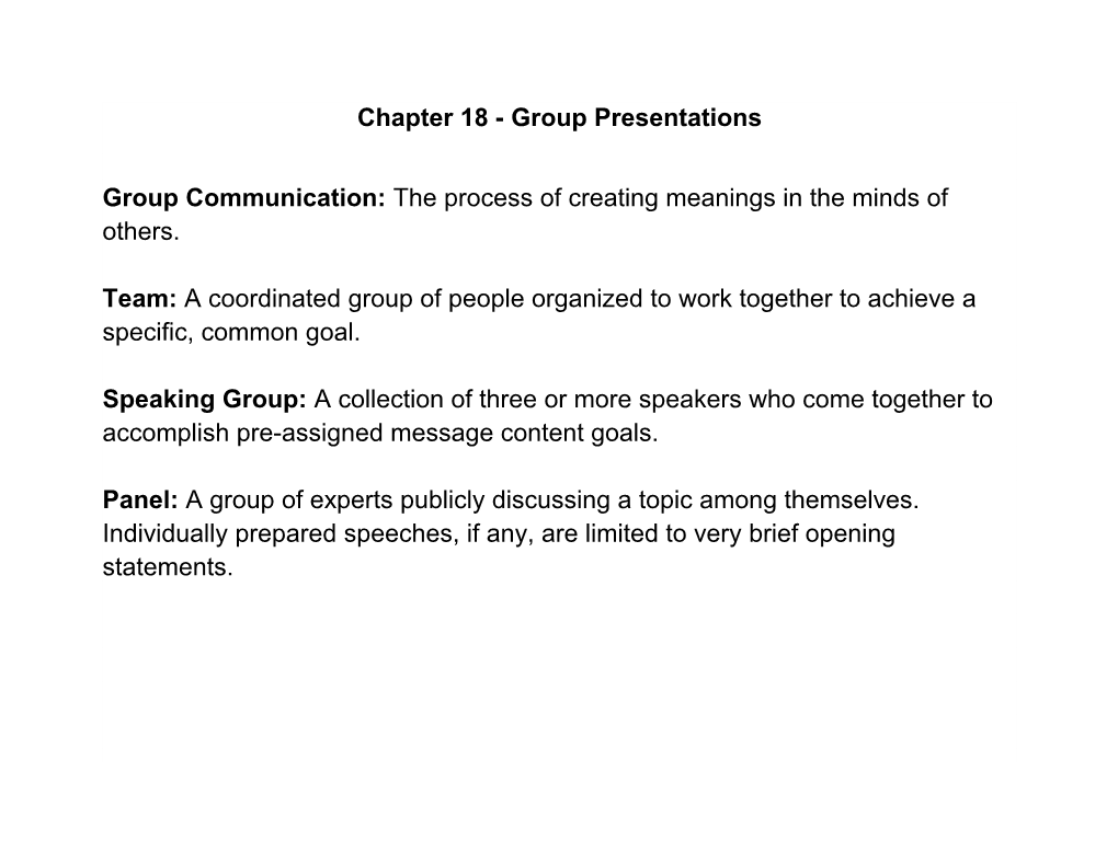 Chapter 18 - Group Presentations