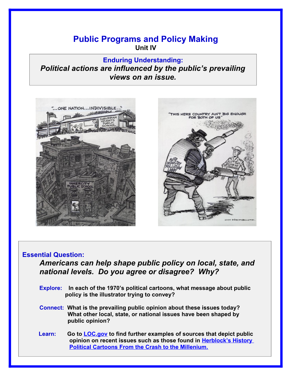 Public Programs and Policy Making