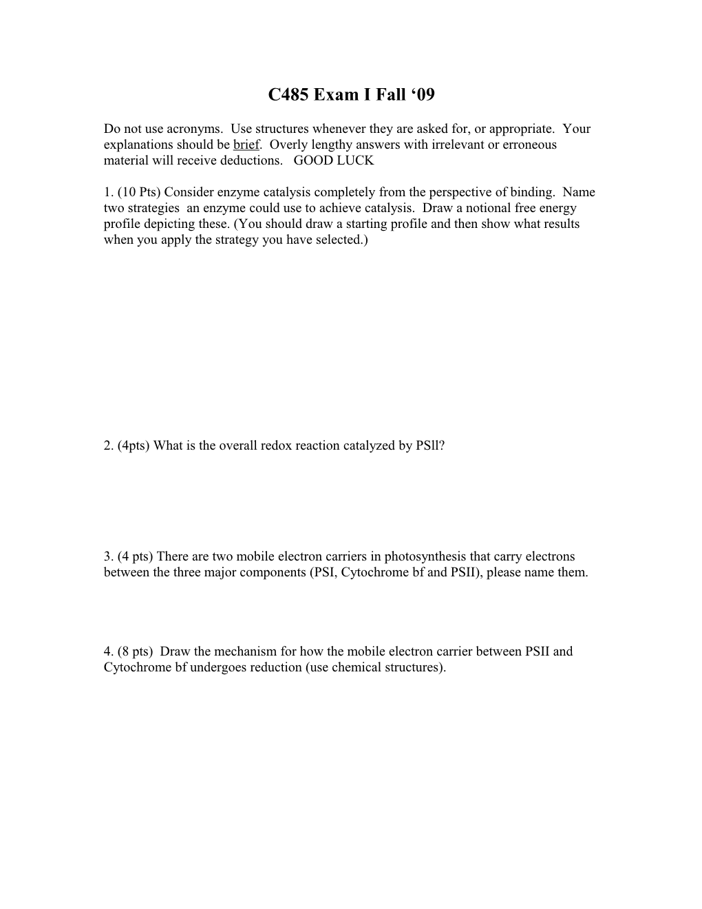 2. (4Pts) What Is the Overall Redox Reaction Catalyzed by Psll?