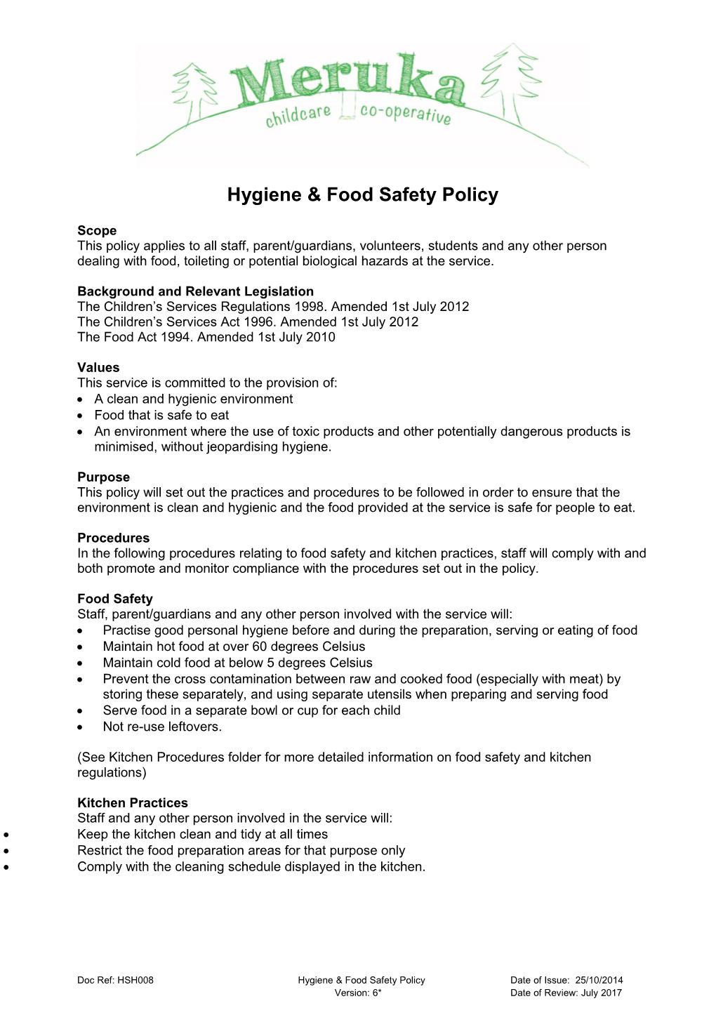 Hygiene & Food Safetypolicy