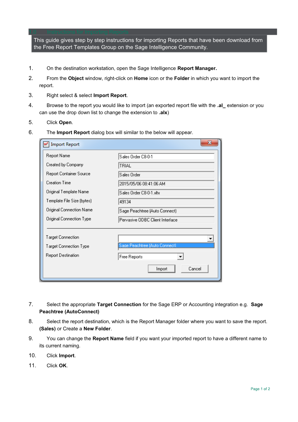 1.0 Instructions for Importing Reports