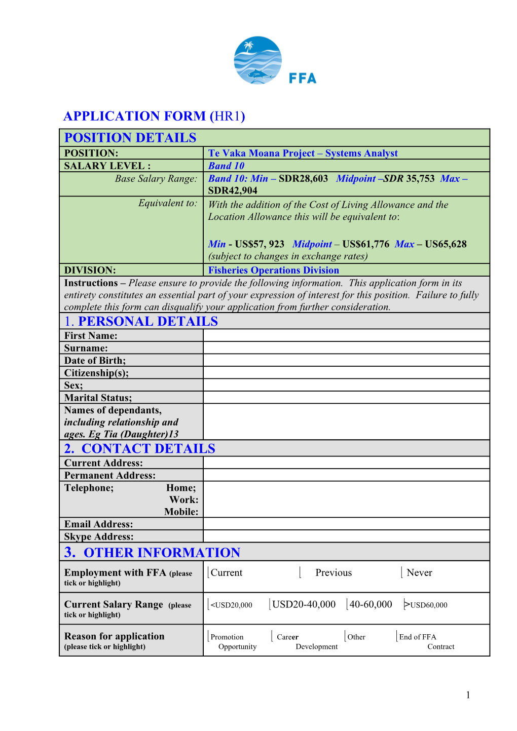 Application Form (Hr1)