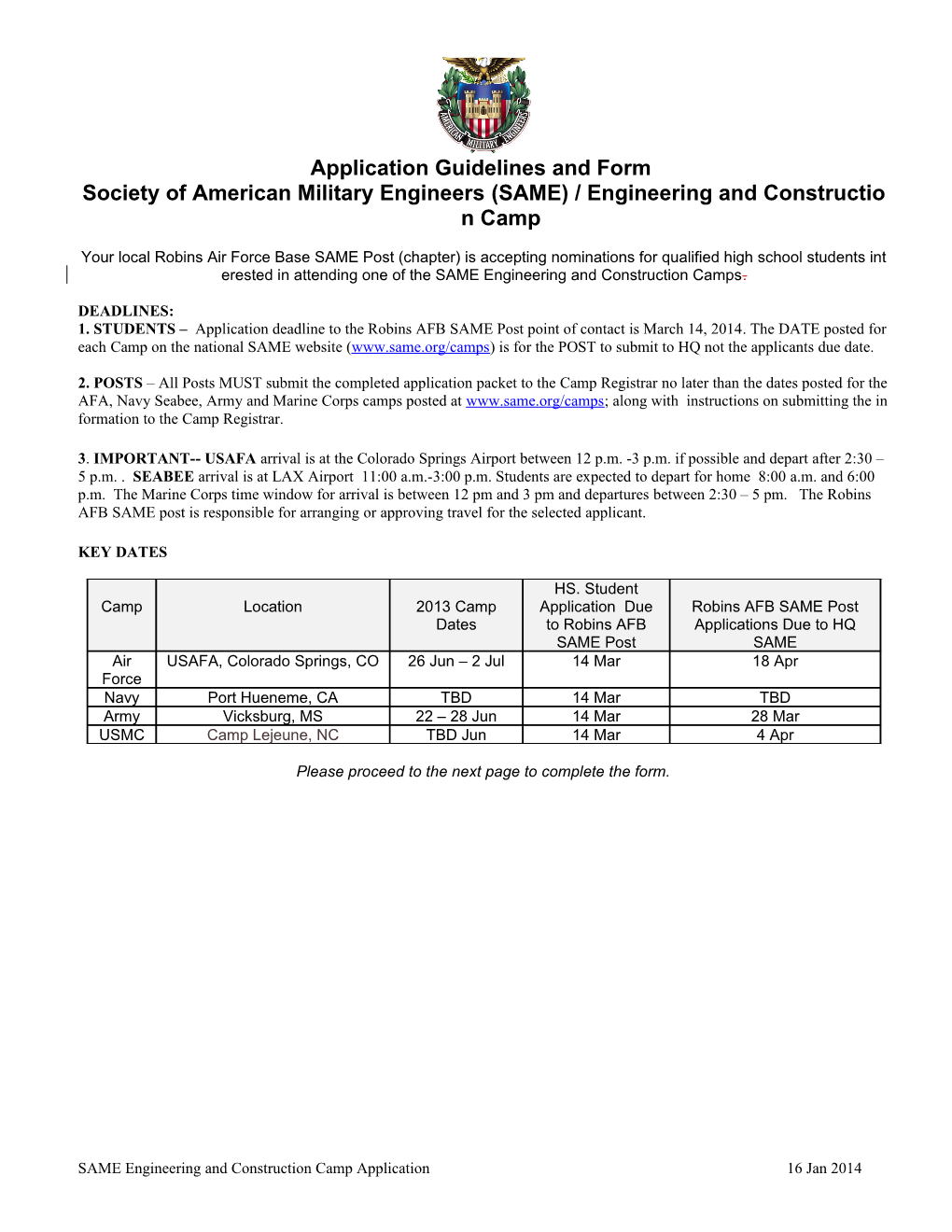 Application Guidelines and Form