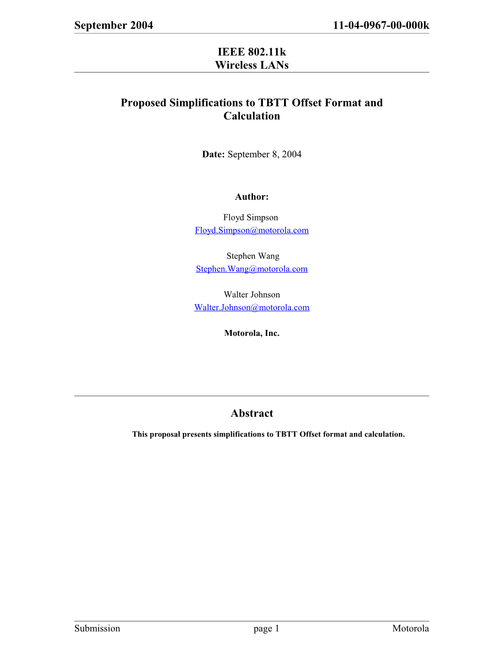 Proposed Simplifications to TBTT Offset Format and Calculation