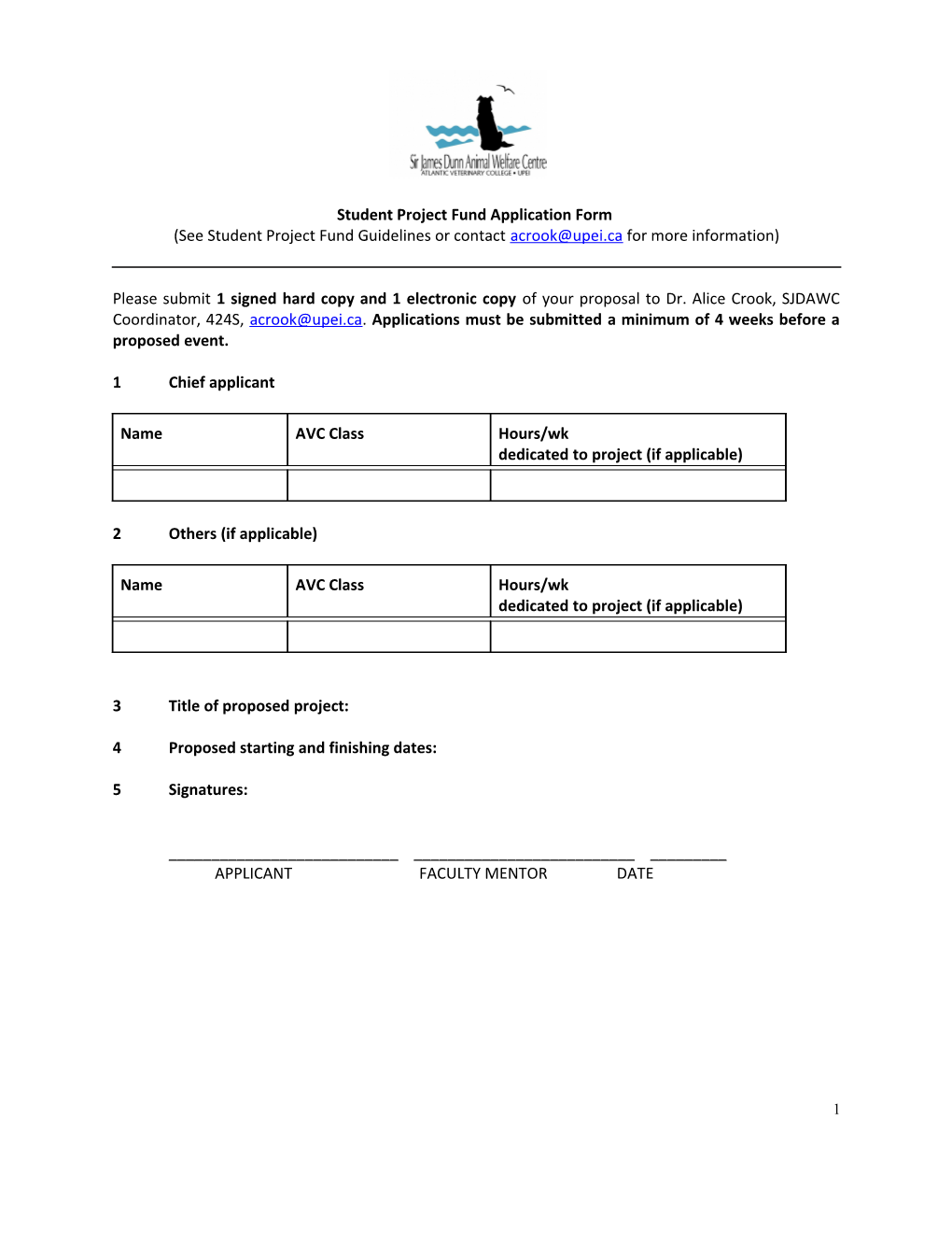 Student Project Fund Application Form