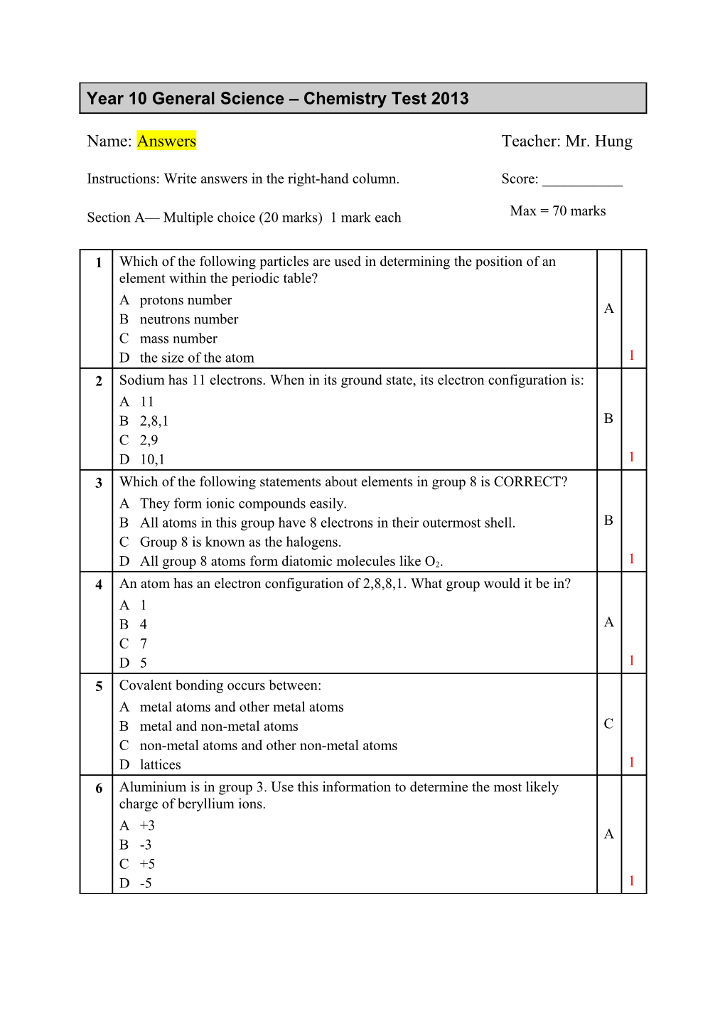 Science Dimensions 2 Chapter Test 2