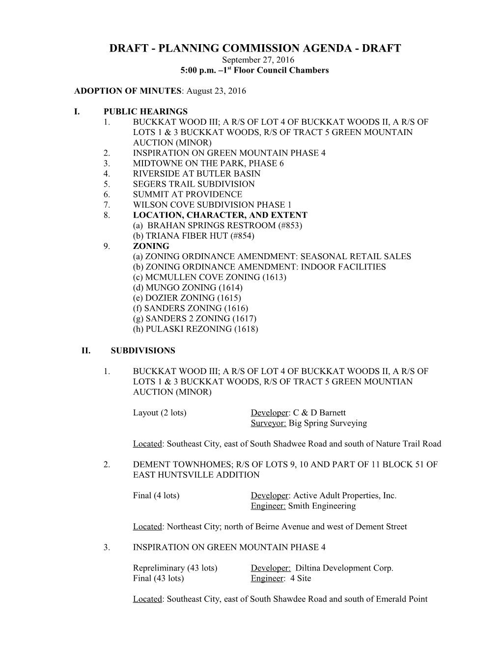 Planning Commission Agenda