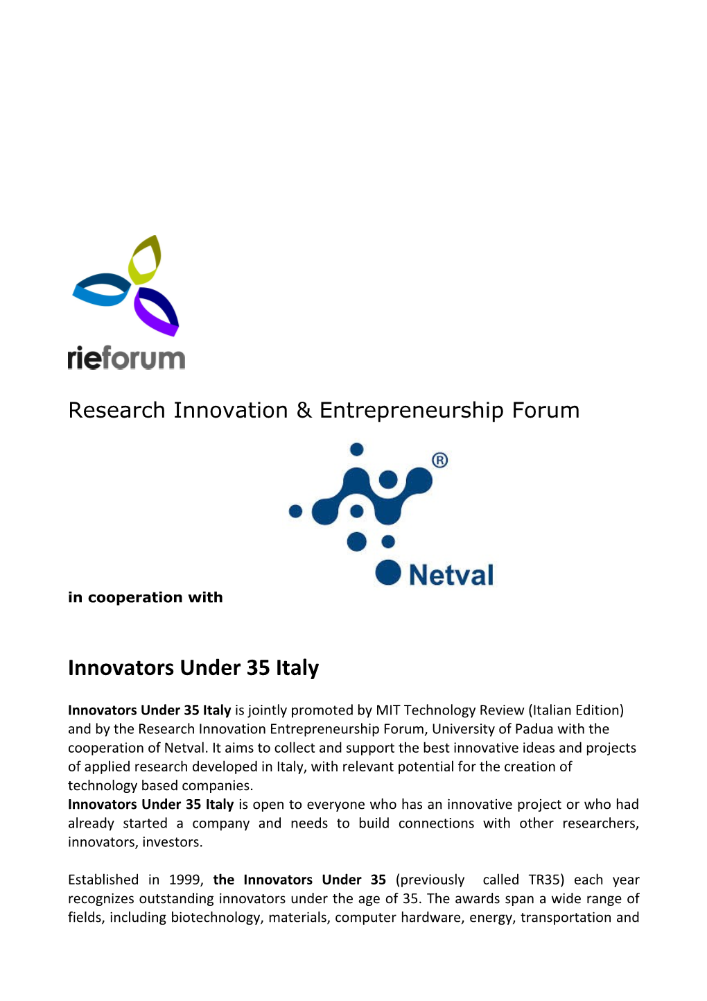 Research Innovation & Entrepreneurship Forum