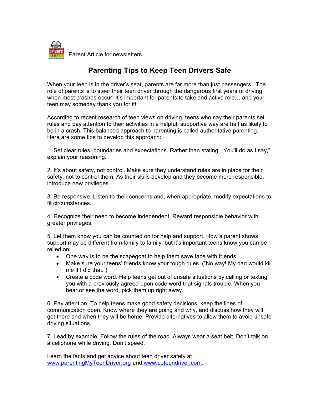 Parenting Tips to Keep Teen Drivers Safe