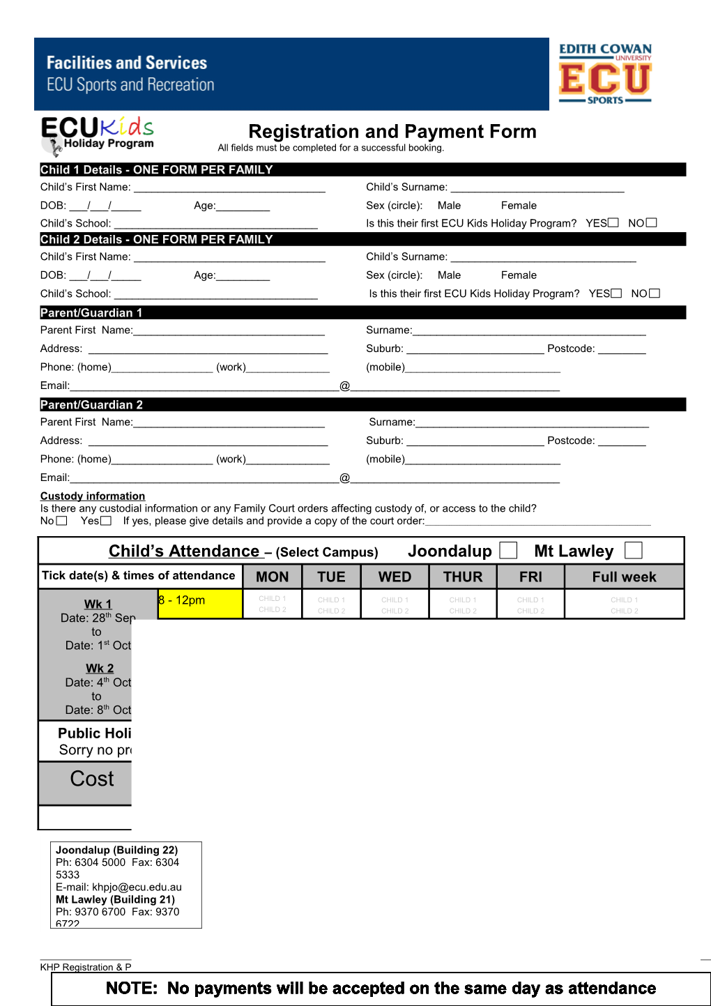 Registration and Payment Form