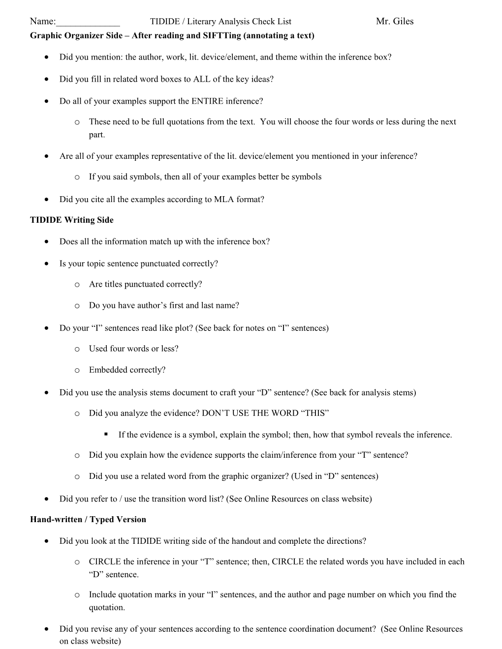 Graphic Organizer Side After Reading and Siftting (Annotating a Text)